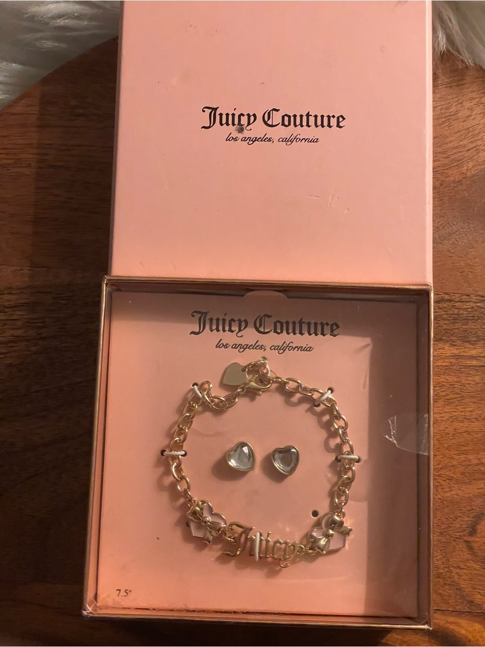 JUICY COUTURE Gold Tone Boxed Earring & Bracelet Set